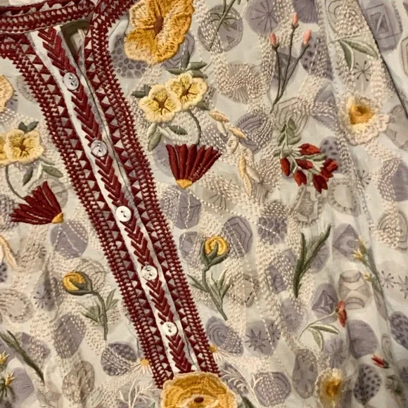 SOLD*** $315 NWT Sz 3X Jessabella Johnny Was 100% Silk Embroidered Blouse - Picture 8 of 16